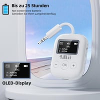 1Mii SafeFly Min Bluetooth 5.3 Adó Fejhallgatókhoz - Kettős Csatlakozás, OLED Kijelző, 25 Órás Üzemidő, AptX Alacsony Késleltetés, Repülőgép 6
