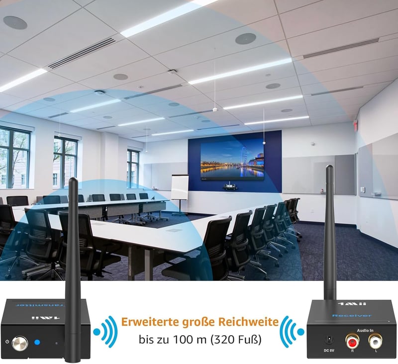 1Mii Wireless Audio Transmitter Receiver 2.4GHz RCA Aktív Hangszóróhoz Sztereóhoz