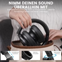 1Mii Y8+ Bluetooth slúchadlá s potlačením hluku, LDAC Hi-Res Audio, 75 hodín výdrže batérie, skladacie, cez uši (Over-Ear), čierne 9
