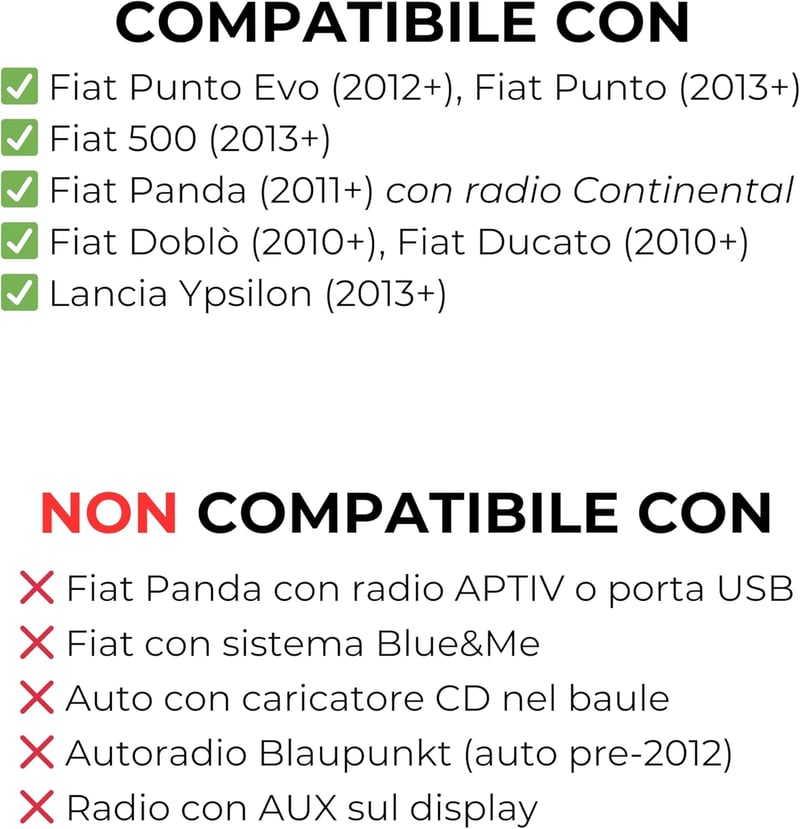 1neiSmartech Autó Rádió AUX-IN Kábel Fiat Lancia Alfa Szerelőkészlettel