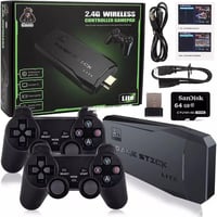 Gamepad wireless 2.4G, consolă jocuri video pentru TV 4K, 64 GB, negru — set de accesorii incomplet (stare: vezi imaginea 2) 3