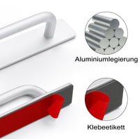 Mâner de mobilă autoadeziv din aluminiu KOVOSCH pentru dulap, sertar și ușă – 148 mm, Argintiu, 2 bucăți 2