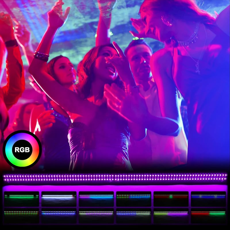 2 db U`King RGBW Fényvető - 336 LED-es Színpadi Világítás, DMX512 Vezérlés, Stroboszkóp Effekt, Disco Fénysor Bulikhoz, Esküvőkre, 