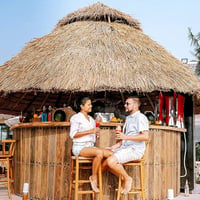 2. Generációs Műpálma Gyékény Tetőpanel - 30 db Sárga, PE Anyagú, Időjárásálló, Karbantartásmentes Tiki Bár, Kerti Pavilon, Hawaii Stílusú  6