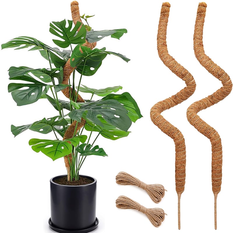 Hajlítható kókuszrost növénytámasz karó Monstera és Pothos növényekhez, 2 db, 48 hüvelykes, kézzel készített, kúszónövény rögzítő
