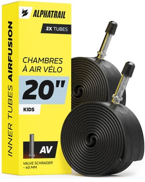 Duša na bicykel Alphatrail AirFusion 20 palcov 20 x 1,75-2,40 ventil Schrader 40 mm ETRTO 40-62-406 pre BMX, skladací bicykel a detský bicykel, 2 ks