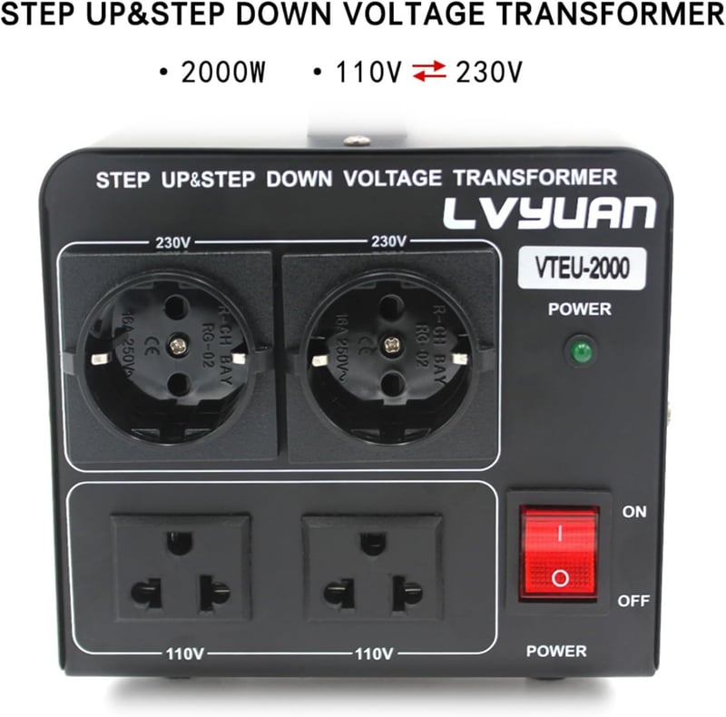 2000VA Feszültségátalakító 220V/110V Transzformátor