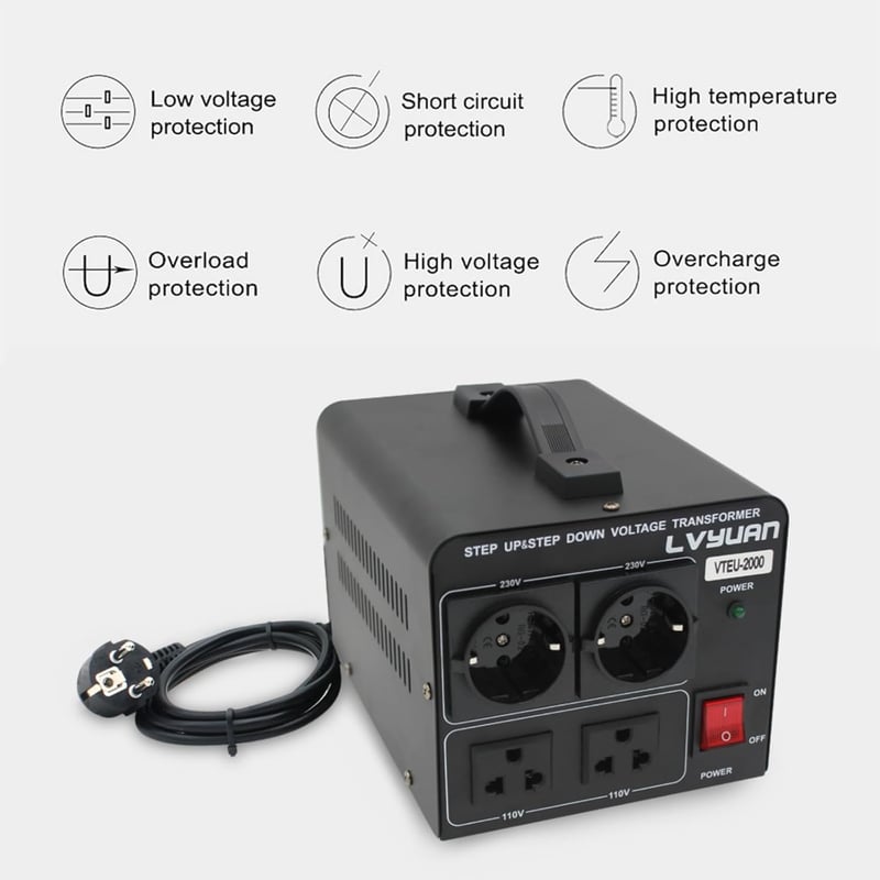 2000VA Feszültségátalakító 220V/110V Transzformátor