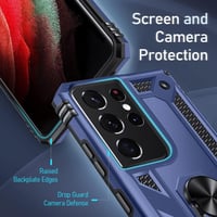 Samsung Galaxy S21 Ultra kék védőtok forgatható mágneses gyűrűvel 3