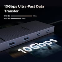 UGREEN Revodok Pro USB C Hub 10Gbps - Kettős 4K@60Hz HDMI, Ethernet, 100W PD Töltés, SD/TF Kártyaolvasó, USB 3.2 Portok, Fekete Dokkoló Állo 4
