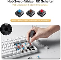 RK Royal Kludge RK84 kompakt TKL mechanikus gamer billentyűzet, barna kapcsolók, RGB 4