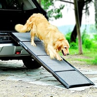 BestVida Összecsukható Kutya Rámpa (160x44cm) - Autóba, SUV-ba, Terepjáróba - Csúszásgátló Szőnyegfelülettel, Könnyű Alumínium Szerkezet, Ex 1