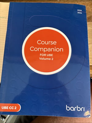 Barbri Bar Exam Course Companion UBE CC 2 - Volumul 2, manual de pregătire pentru examenul de barou 2025-2026, stare uzată