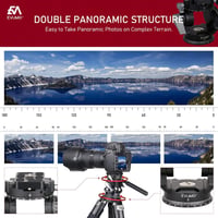 EVUMO Dupla Panoráma Állványfej - 360° Forgó Videófej Kamerákhoz, 8 kg Teherbírás, Arca-Swiss Kompatibilis, DSLR, Okostelefon, Alumínium, 52 3