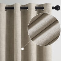 Topfinel Sötétítő Függöny Lenvászon Hatású, Sötétbézs, 140x240 cm, 2 db 2