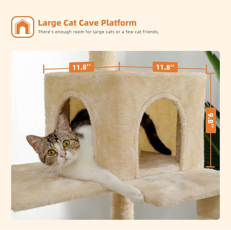 PAWZ Road 143cm-es Luxus Macskabútor Fémhálós Függőággyal és 2 Odúval