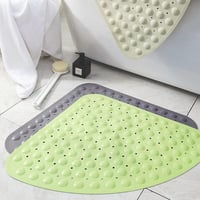 XM-ZHHY Sarok Zuhanyszőnyeg - Csúszásgátló Negyedköríves Fürdőszobai Szőnyeg Tapadókorongokkal, Antibakteriális, 54x54 cm, Átlátszó Fehér 4