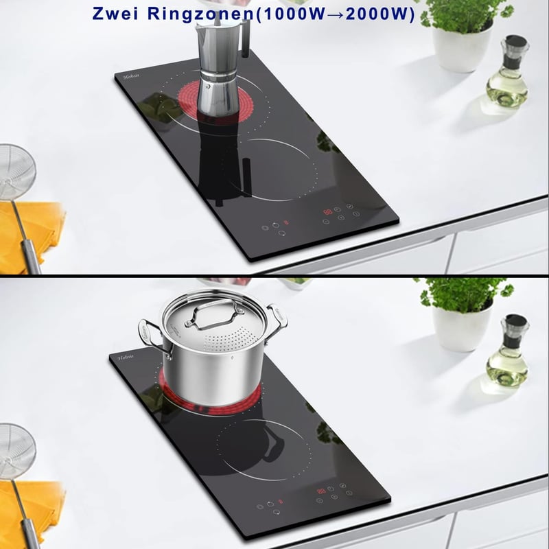 Hobsir 2 zónás beépíthető üvegkerámia főzőlap 30 cm, 3200 W, érintésvezérlés