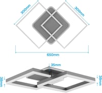 ANTENLICHT Modern Geometrikus LED Mennyezeti Lámpa 40W - Távirányítós, Fokozatmentesen Szabályozható, 3000-6500K, Szürke, Nappali és Hálószo 6