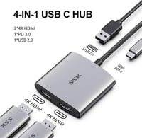 SSK 4K/60Hz Dual HDMI USB-C Hub - MacBook, Lenovo, Dell, HP, Samsung kompatibilis 2
