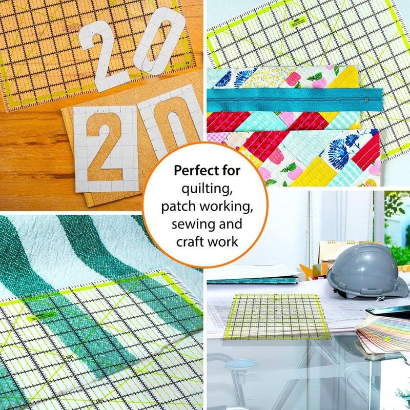 ANSIO 12,5" Átlátszó Patchwork Vonalzó Fekete-Neon Ráccsal