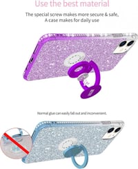 iPhone 12 Mini Lila Glitteres Gyűrűs Tok - Csillogó Lányos Szilikon Védőtok 4