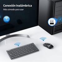 TECKNET Vezeték Nélküli Csendes Billentyűzet és Egér Szett -Spanyol- Ultravékony Mini Billentyűzet, 15m Hatótáv, 2.4G, PC/Smart TV Kompatibilis,  2