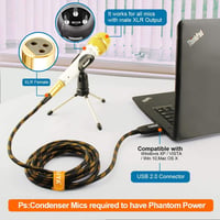 NUOSIYA 3m-es USB-XLR mikrofon kábel, fonott, hangszerekhez és énekléshez 2