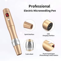 Beautlinks Elektromos Mikrodermabrázió Toll 0-2,5mm - LED Fénnyel, 6 Fokozattal, Bőrfiatalító, Ránctalanító, Pattanáskezelő (24 Tűpatronnal) 4