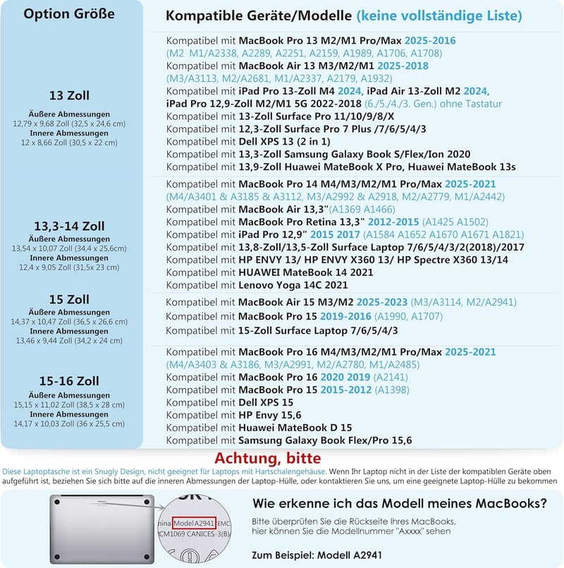 HYZUO Vízálló Laptop Tok 13/15/16 Colos Notebookhoz - Halványkék Védőtáska Kiegészítő Hordozótáskával