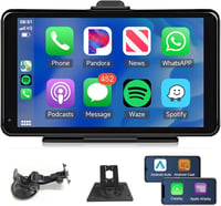 Rimoody Vezeték Nélküli CarPlay és Android Autórádió, 7" Érintőképernyős, Dual Bluetooth, FM Adó, Hangvezérlés, AUX/USB/TF, 7-32V 1