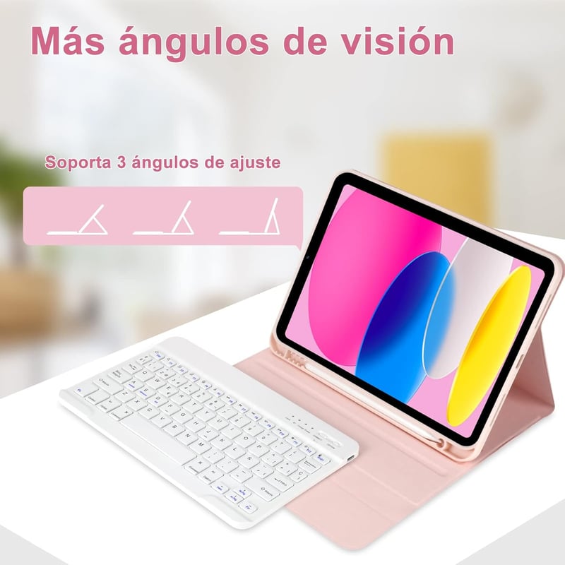 iPad 10. generációs billentyűzetes tok, KBCASE spanyol Bluetooth billentyűzettel és ceruzatartóval