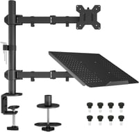 BONTEC Laptop és Monitor Tartó Kar Asztalhoz, C-Bilincs Rögzítés, Teljesen Állítható Dőlés és Forgatás, 13-27" Képernyőkhöz, Fekete - Black 1