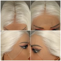 Sapphirewigs 26 hüvelykes, hőálló, fehér-szőke, egyenes, szintetikus csipke paróka nőknek 5
