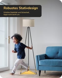 EDISHINE Fém Tripod Állólámpa - Távirányítós LED Dimmelhető Olvasólámpa Nappali és Hálószobába, Len Lámpaernyővel, E27 LED Izzóval, Fekete 3