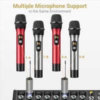 TONOR UHF Vezeték Nélküli Mikrofon Szett Karaoke DJ Esküvőhöz 60m Hatótáv - Grey & Red 7