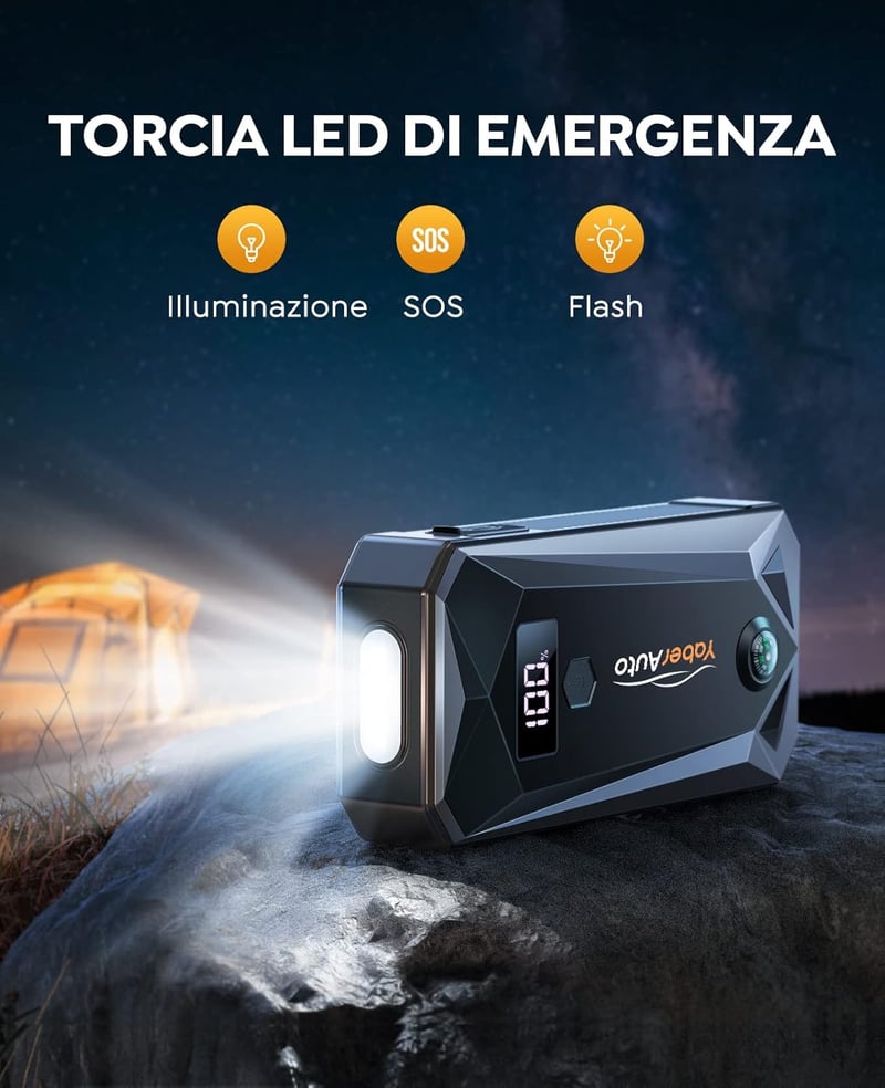 Yaber 5000A autós bikázó, 26800mAh, LCD kijelzővel, LED lámpával
