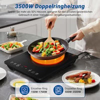 AMZCHEF Egyzónás Indukciós Főzőlap 3500W - Dupla Körös, 9 Fokozatú, Fekete Üvegkerámia, Időzítővel és Túlmelegedés Elleni Védelemmel 3