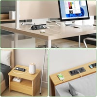 HANNELORE Süllyeszthető Alumínium Asztali Elosztó 2 Aljzattal, USB-C PD 20W és USB-A Gyorstöltővel, 1,8m Kábel, Munkalapba Építhető, Fekete 4