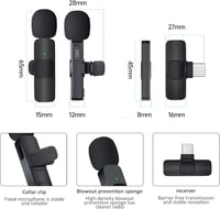 Zebbyee 2 az 1-ben vezeték nélküli csíptetős mikrofon Type-C/Android, zajszűrős, vlogokhoz, fekete 6