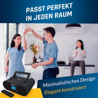 KLIM Boombox B4 Hordozható CD Lejátszó AM/FM Rádióval, Bluetooth, USB, MP3, AUX Funkcióval, Újratölthető Akkumulátorral és Távirányítóval, F 7