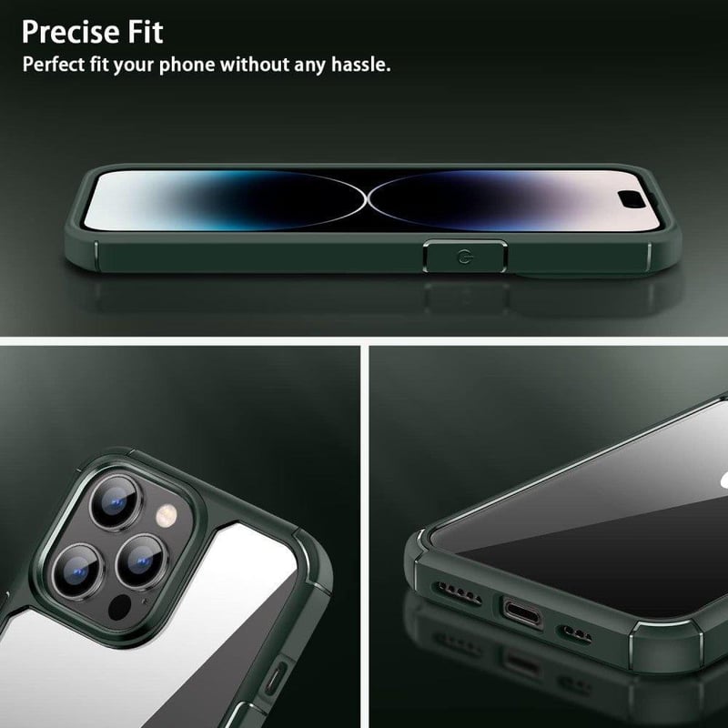 iPhone 14 Pro Max Ütésálló Védőtok Képernyő- és Kameravédővel - Zöld