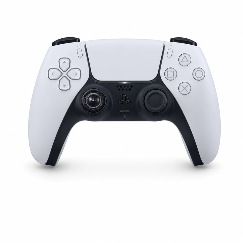 Bezdrôtový ovládač Sony DualSense pre PS5 v bielej farbe, používaný — Ľavá páčka má silný drift (stav: pozri 2. obrázok)
