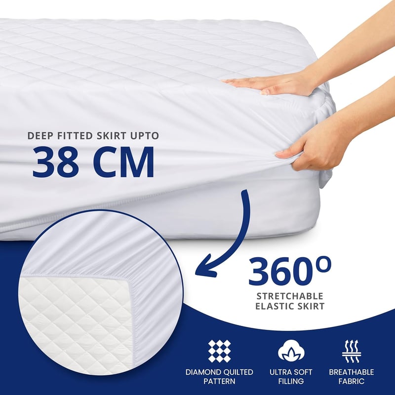 Utopia Bedding Fehér Steppelt Matracvédő 90x190 cm - Mély Zsebes, 38 cm-ig Nyújtható