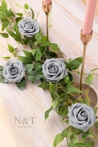 N&T NIETING Szürke Habrózsák Szárral 25 db - Esküvői Csokrokhoz, Dekorációhoz, Élethű Latex Művirág Otthoni Díszítéshez 8