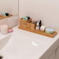 ROCDEER 6 részes állítható bambusz fürdőszobai tálca szett - sminkes, WC-tartályos, kozmetikai rendszerező 3