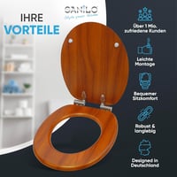 Sanilo Mahagóni Fa WC Ülőke Soft Close Funkcióval - Stabil, Minőségi Téglalap Alakú Toalett Tető Lassú Záródással, 3 kg, Szerelési Anyaggal 2