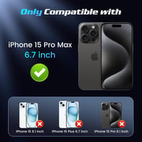 Doeshine iPhone 15 Pro Max Tok, 360° Gyűrűs Állvánnyal, Kamera Védőfedéllel, Katonai Ütésálló Védelem, 2db Képernyővédő Fóliával, Fekete 2