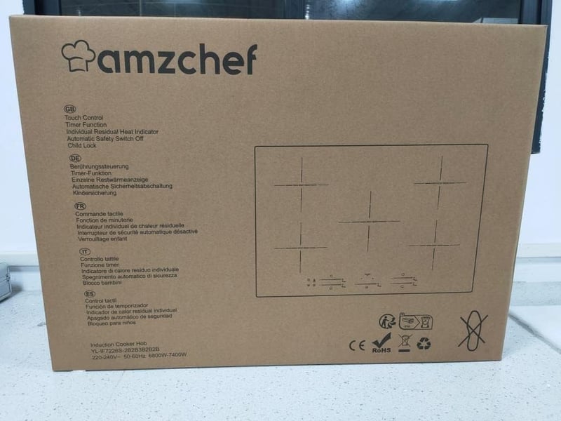 AMZCHEF Üvegkerámia Főzőlap 2 Zónás, Időzítővel, Gyerekzárral