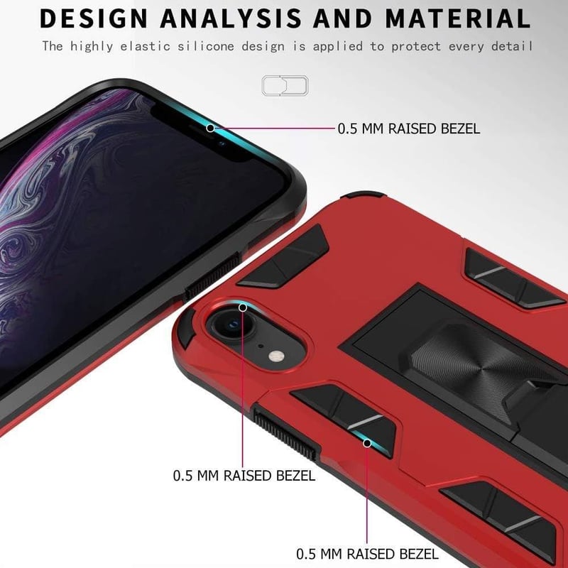 iPhone XR Piros Védőtok - 12ft Ütésálló, Mágneses Autótartóval